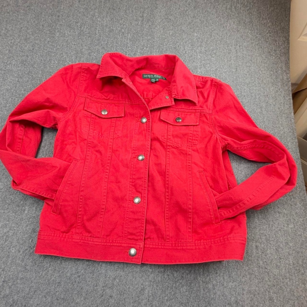 Lauren Jeans Co. Ralph Lauren Red Denim Trucker Jacket Medium